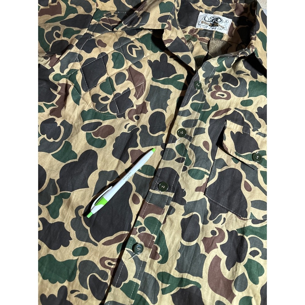 Vintage Black Sheep Mens L Duck Hunter Camo Hunting Shirt Quilted Patch Gorpcore - Picture 6 of 8